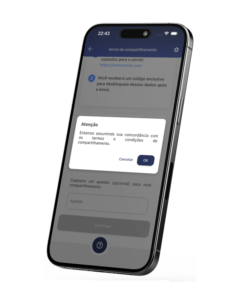 Tela do FormFeed com termos de compartilhamento